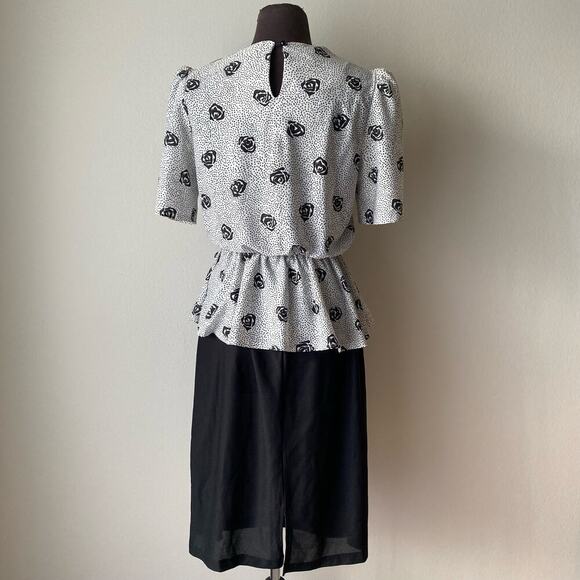 Vintage sz M one piece 80s midi dress - Picture 4 of 5